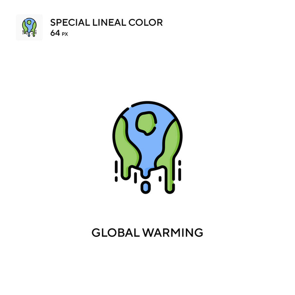 Globale Erwärmung Spezielle lineare Farbsymbole. Symbole der globalen Erwärmung für Ihr Geschäftsprojekt - Vektor, Bild