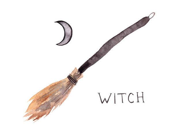 akvarel kresba vrba čarodějnice a měsíc symbol, náčrt - Fotografie, Obrázek