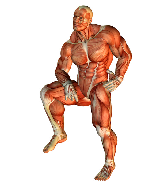 spier lichaam bouwer staande op een been - Foto, afbeelding