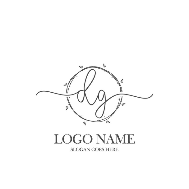 DG İlk el yazısı çember logo vektörü - Vektör, Görsel