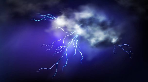 Lightning strikes and thundercloud, impact place - Vector, afbeelding