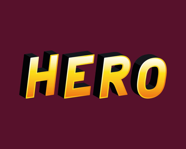 3d hero lettering on purple background vector design - Vector, Image