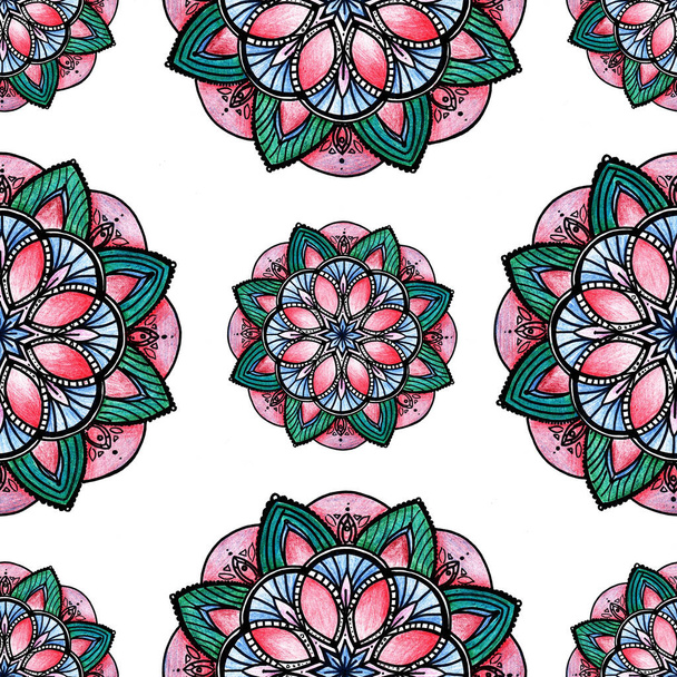Ethnic floral seamless pattern. Abstract ornamental backdrop - Fotografie, Obrázek