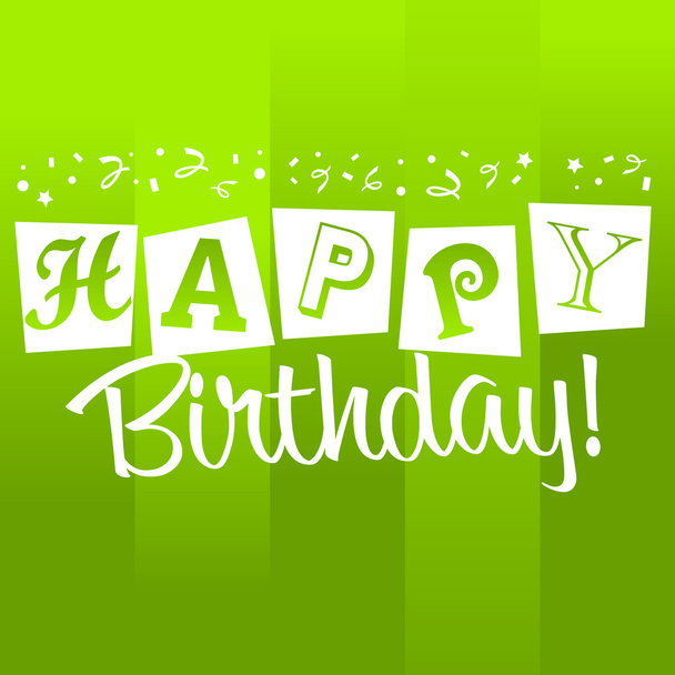 Green Birthday Greeting Card - Vettoriali, immagini