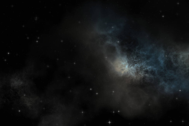 Sterrenveld in sterrenstelsel ruimte met kleurrijke nevel. Sci fi achtergrond van de diepe ruimte. Etherisch behang. - Foto, afbeelding