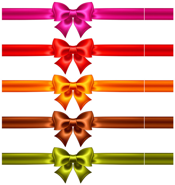 Festive bows in warm colors with ribbons - Вектор, зображення