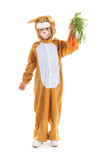 Child as easter hare with carrots - Foto, Imagen