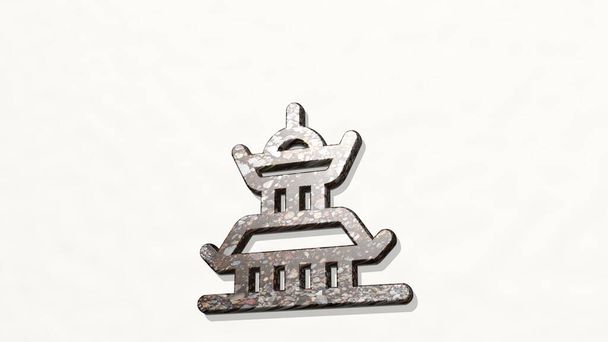 пам'ятка японського замку 3D значок на стіні, 3D ілюстрація для архітектури та міста
 - Фото, зображення