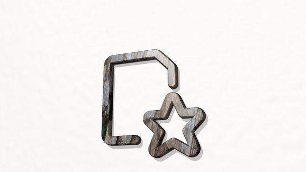 COMMON FILE STAR 3D icon on the wall, 3D illustration for background and animal - Photo, Image