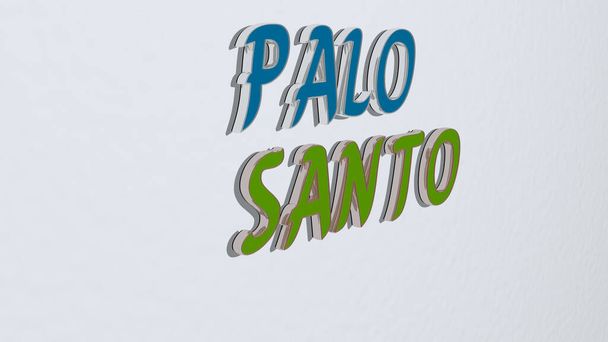 壁にPALO SANTOテキスト,アルトとカリフォルニア州のための3Dイラスト - 写真・画像
