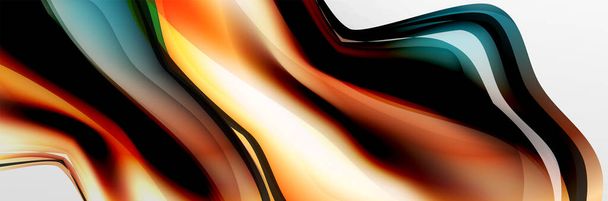 Vektorové abstraktní pozadí, tekoucí tekutý styl bublina s kovovou, barva rtuť chrom textury a barevné efekty záře - Vektor, obrázek