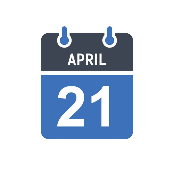 21 de abril Ícone de data do calendário, Ícone de data do evento, Data do calendário, Gráfico do vetor do projeto do ícone - Vetor, Imagem