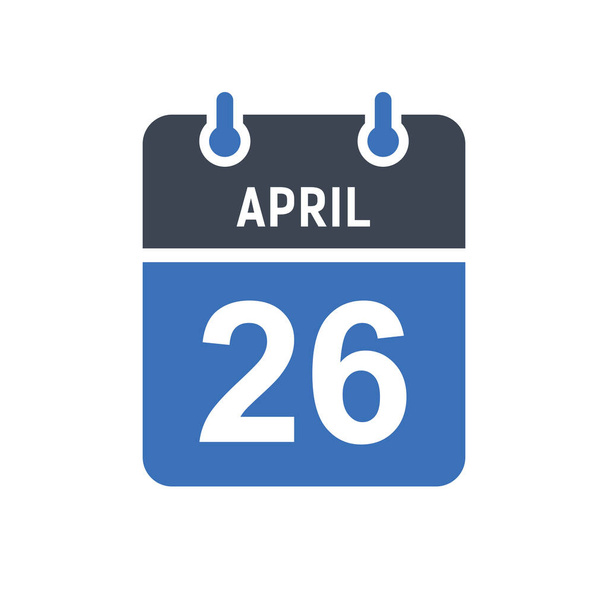 26 апреля Значок даты календаря, значок даты события, дата календаря, вектор иконки - Вектор,изображение