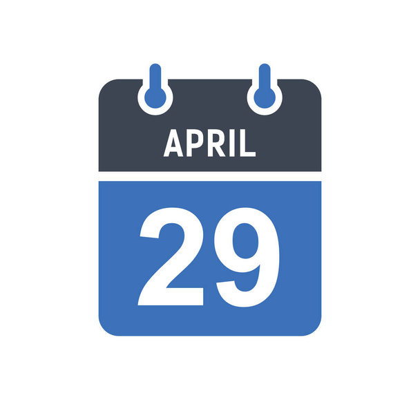 29 de abril Fecha del calendario Icono, Icono de fecha de evento, Fecha del calendario, Icono de diseño gráfico vectorial - Vector, imagen