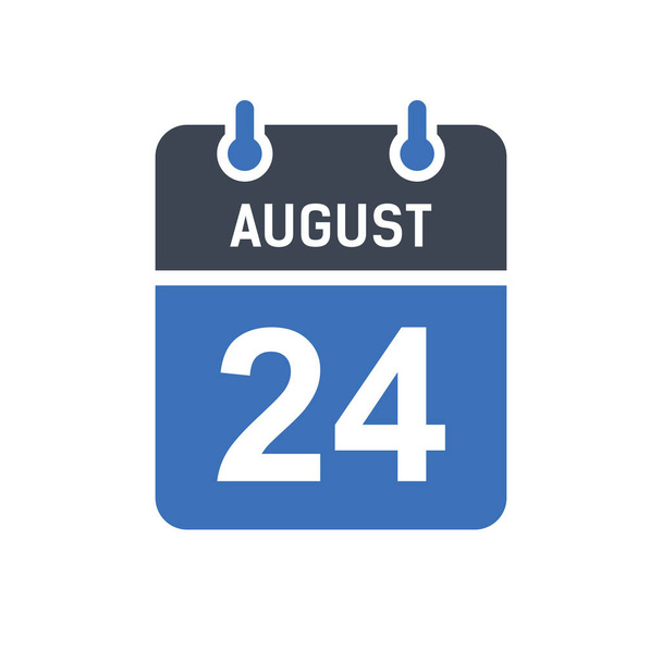 24 августа Значок даты календаря, значок даты события, дата календаря, вектор иконки - Вектор,изображение