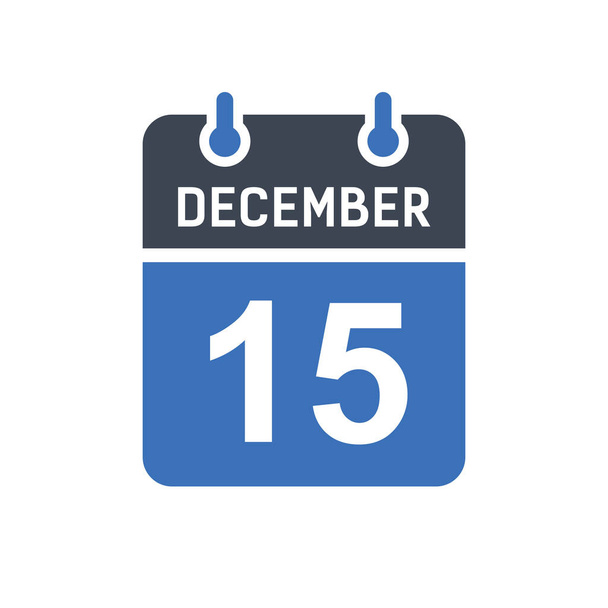 15 de diciembre Icono de fecha de calendario, Icono de fecha de evento, Fecha de calendario, Icono diseño gráfico vectorial - Vector, imagen