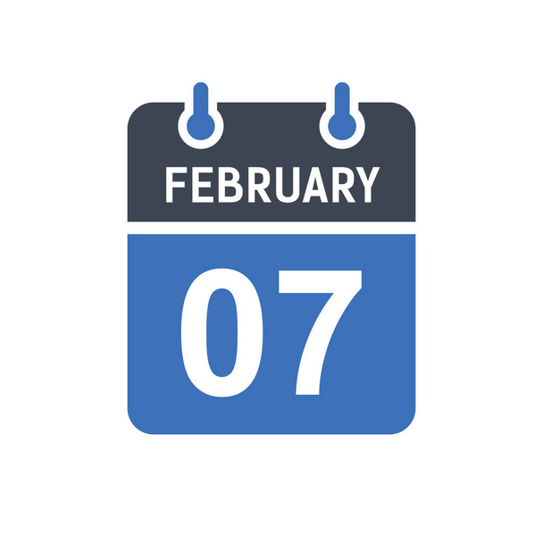 7 de fevereiro Ícone de data do calendário, Ícone de data do evento, Data do calendário, Gráfico do vetor do projeto do ícone - Vetor, Imagem