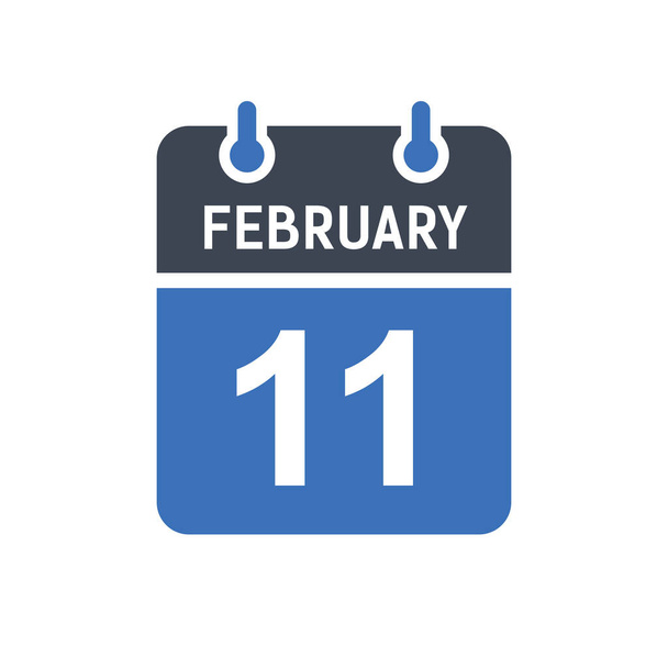 11 februari Kalender Datum Pictogram, Evenement Datum Pictogram, Kalender Datum, Pictogram Ontwerp Vector Grafiek - Vector, afbeelding
