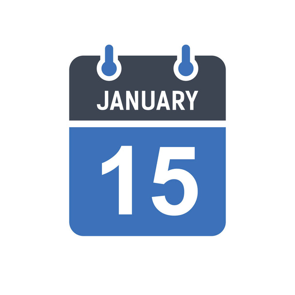 15 января Значок даты календаря, значок даты события, дата календаря, вектор иконки - Вектор,изображение