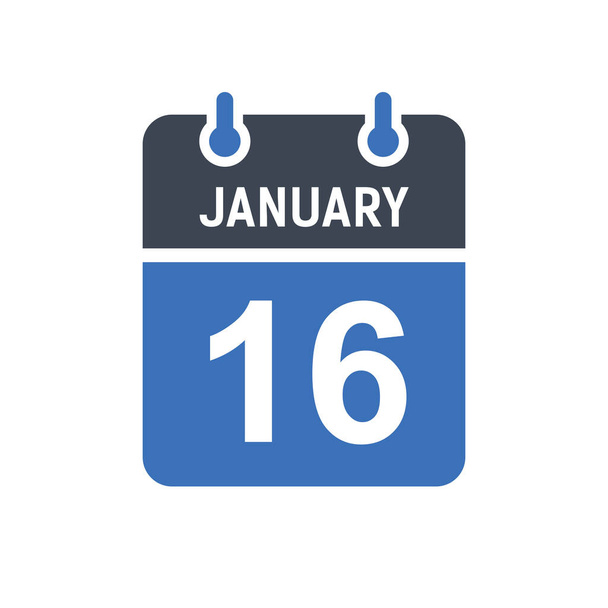 16 de enero Fecha del calendario Icono, Icono de fecha de evento, Fecha del calendario, Icono de diseño gráfico vectorial - Vector, imagen