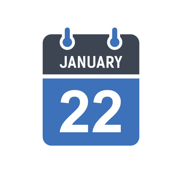 22 января Значок даты календаря, значок даты события, дата календаря, вектор иконки - Вектор,изображение