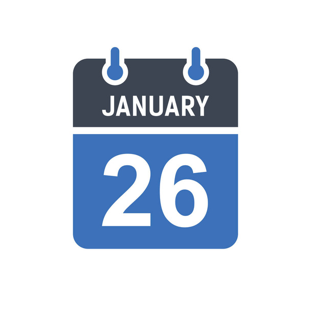 26 de janeiro Ícone de data do calendário, Ícone de data do evento, Data do calendário, Gráfico do vetor do projeto do ícone - Vetor, Imagem