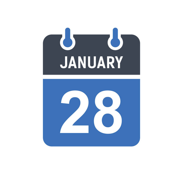 28 de janeiro Ícone de data do calendário, Ícone de data do evento, Data do calendário, Gráfico do vetor do projeto do ícone - Vetor, Imagem