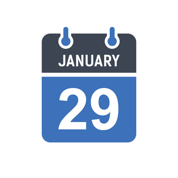 29 de enero Fecha del calendario Icono, Icono de fecha de evento, Fecha del calendario, Icono de diseño gráfico vectorial - Vector, imagen