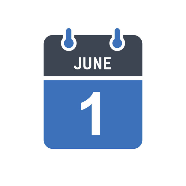 1 июня Значок даты календаря, значок даты события, дата календаря, вектор иконки - Вектор,изображение