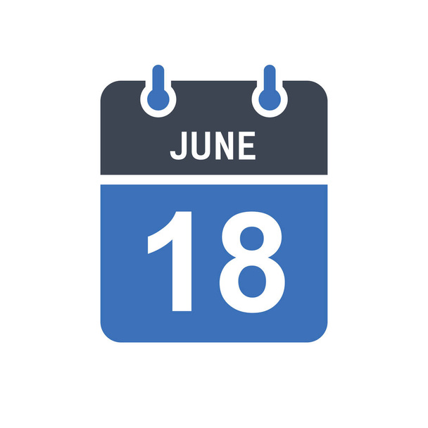 Június 18 Naptár Dátum ikon, Esemény dátuma ikon, Naptár dátum, ikon dizájn vektor grafikus - Vektor, kép