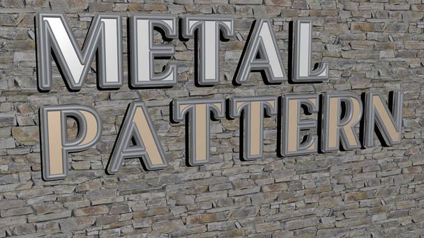 METAL PATTERN texte sur mur texturé, illustration 3D pour fond et résumé - Photo, image