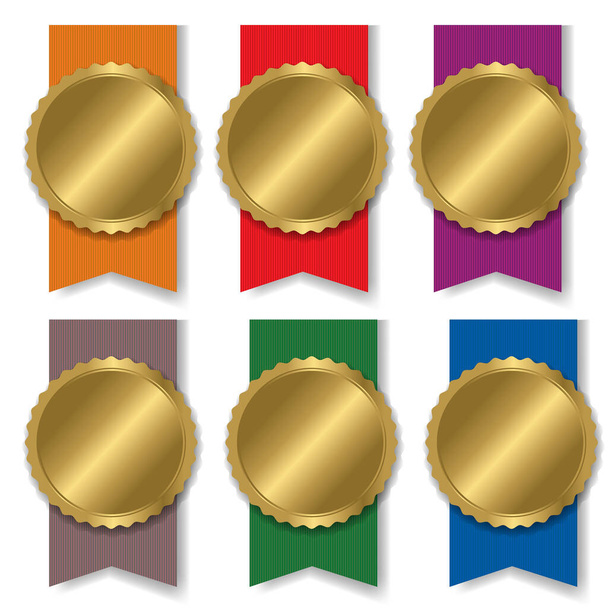 Colorful Medal Set With White Background - Wektor, obraz