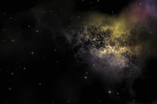 Pole gwiazd w przestrzeni galaktyki z kolorowymi mgławicami. Sci fi tło głębokiego kosmosu. Tapeta eteryczna. - Zdjęcie, obraz