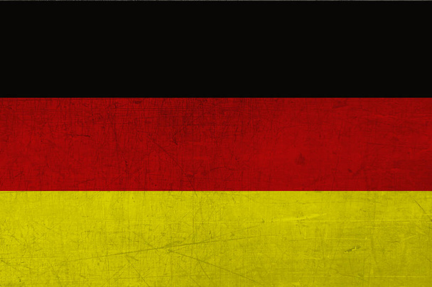 Флаг Германии на царапинах. Немецкий флаг на текстурированном фоне. Государственный флаг Германии - Фото, изображение