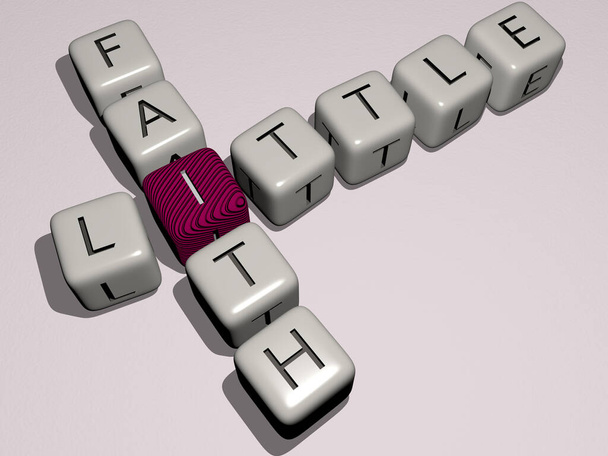 Kreuzworträtsel mit Würfeln, 3D-Illustration für Mädchen und Kinder - Foto, Bild