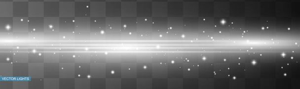 Feixe laser branco abstrato. Transparente isolado em fundo preto. Vector illustration.the iluminação effect.floodlight direcional - Vetor, Imagem