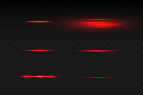 抽象的な赤いレーザービーム。黒の背景に隔離された透明。ベクトル図照明効果洪水光方向 - ベクター画像