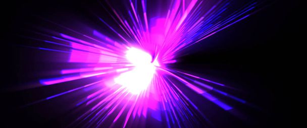 Brilho de lente futurista. Estrela de explosão de luz com partículas e linhas brilhantes. Belos raios abstratos fundo
. - Foto, Imagem