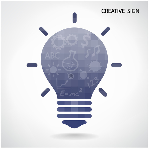 Creative light bulb and brain concept - Vector, Image