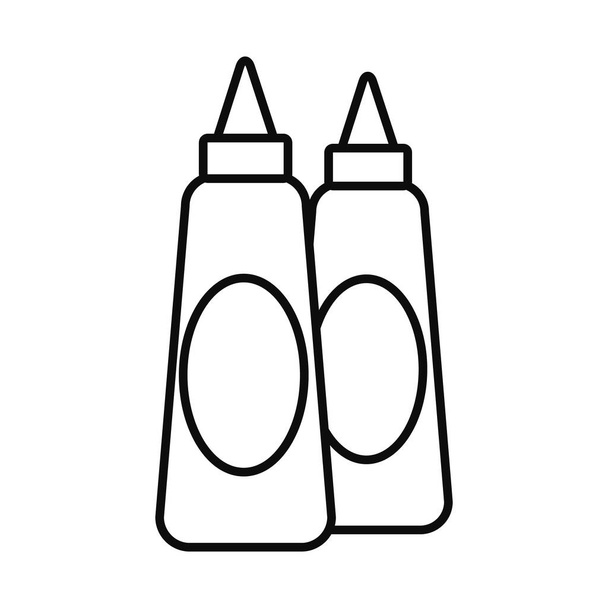 Flaschen Ketchup und Senfsoßen, flach - Vektor, Bild