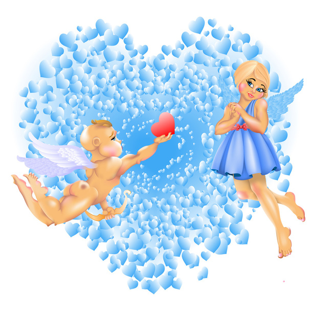 Cupido & Chica
 - Vector, Imagen