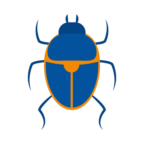 ícone escaravelho egípcio, estilo plano - Vetor, Imagem