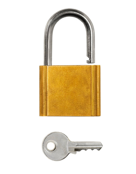 Cadeado porta chave conjunto isolado no fundo branco - Foto, Imagem