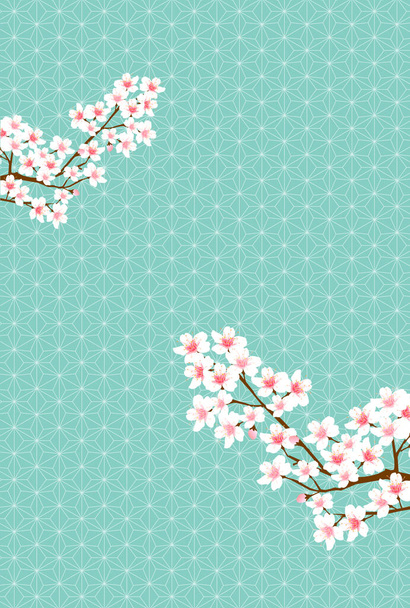 Cherry Blossoms Uudenvuoden kortti Japanilainen kuvio tausta - Vektori, kuva