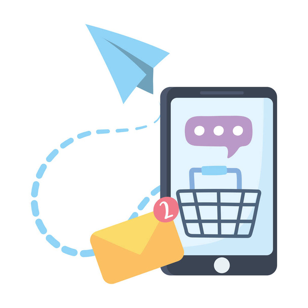 okostelefon online vásárlás üzenet szociális hálózati kommunikáció és technológiák - Vektor, kép