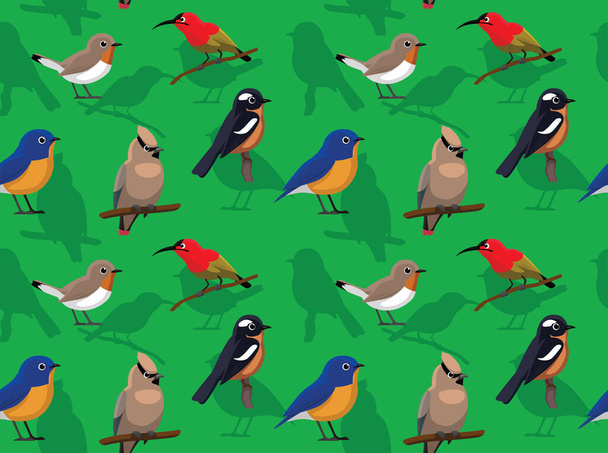 Random Asean Bird Waxwing Flycatcher Bluebird Robin Sunbird Birds Wallpaper - Διάνυσμα, εικόνα