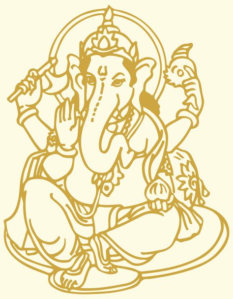 Piirustus tai Sketch of Hindu Jumala, Lord Ganesha vektori muokattavissa ääriviivat kuva - Vektori, kuva