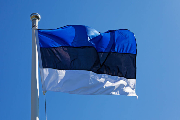 Észt zászló lengett a nyári szélben - Fotó, kép