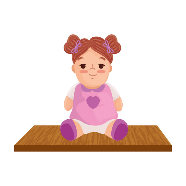 cute doll toy, on wooden table - Vector, Image