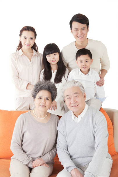Happy family on white background - Foto, imagen